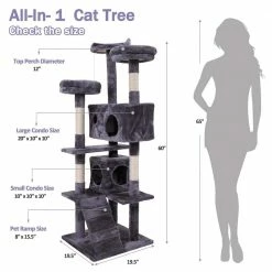 60 in. H Cat Tree Gray Condo Kitty Play House by COZIWOW -Cheap Bird & Wildlife Supplies Store coziwow cat trees scratch posts cw12p0208 1f 1000