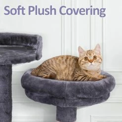 60 in. H Cat Tree Gray Condo Kitty Play House by COZIWOW -Cheap Bird & Wildlife Supplies Store coziwow cat trees scratch posts cw12p0208 fa 1000