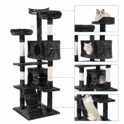 60 in. Cat Tree Tower Condo Plush Perches with Ladder for Play Rest Furniture Cover by COZIWOW 11 60 in. Cat Tree Tower Condo Plush Perches with Ladder for Play Rest Furniture Cover by COZIWOW -Cheap Bird & Wildlife Supplies Store coziwow cat trees scratch posts cw12s0210 1f 1000