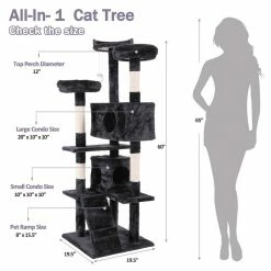 60 in. Cat Tree Tower Condo Plush Perches with Ladder for Play Rest Furniture Cover by COZIWOW 12 60 in. Cat Tree Tower Condo Plush Perches with Ladder for Play Rest Furniture Cover by COZIWOW -Cheap Bird & Wildlife Supplies Store coziwow cat trees scratch posts cw12s0210 44 1000