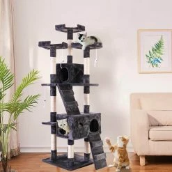 67 in. H Multi-Level Cat Tree Gray Kitten Condo by COZIWOW 13 67 in. H Multi-Level Cat Tree Gray Kitten Condo by COZIWOW -Cheap Bird & Wildlife Supplies Store coziwow cat trees scratch posts cw12w0052 4f 1000