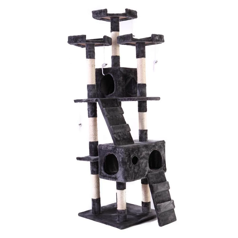 67 in. H Multi-Level Cat Tree Gray Kitten Condo by COZIWOW 1 67 in. H Multi-Level Cat Tree Gray Kitten Condo by COZIWOW