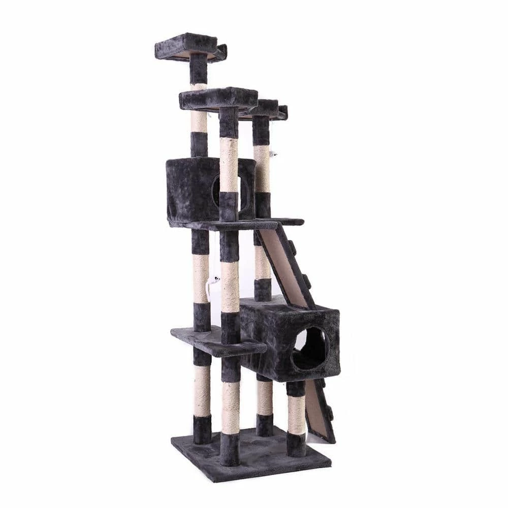 67 in. H Multi-Level Cat Tree Gray Kitten Condo by COZIWOW 4 67 in. H Multi-Level Cat Tree Gray Kitten Condo by COZIWOW - Image 4