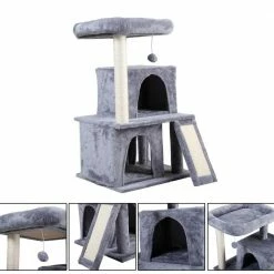 67 in. and 34 in. H Multi-Level Cat Tree with Kitten Activity Center Plush Perch by COZIWOW 9 67 in. and 34 in. H Multi-Level Cat Tree with Kitten Activity Center Plush Perch by COZIWOW -Cheap Bird & Wildlife Supplies Store coziwow cat trees scratch posts cw12w5225ms 4f 1000