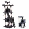 67 in. and 34 in. H Multi-Level Cat Tree with Kitten Activity Center Plush Perch by COZIWOW