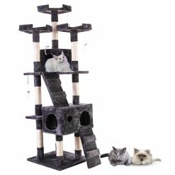 67 in. and 34 in. H Multi-Level Cat Tree with Kitten Activity Center Plush Perch by COZIWOW 8 67 in. and 34 in. H Multi-Level Cat Tree with Kitten Activity Center Plush Perch by COZIWOW -Cheap Bird & Wildlife Supplies Store coziwow cat trees scratch posts cw12w5225ms c3 1000