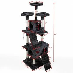 67 in. Grey with Paw Print Cat Tree Tower Kitten Condo House by COZIWOW 12 67 in. Grey with Paw Print Cat Tree Tower Kitten Condo House by COZIWOW -Cheap Bird & Wildlife Supplies Store coziwow cat trees scratch posts cw12x0053 1f 1000