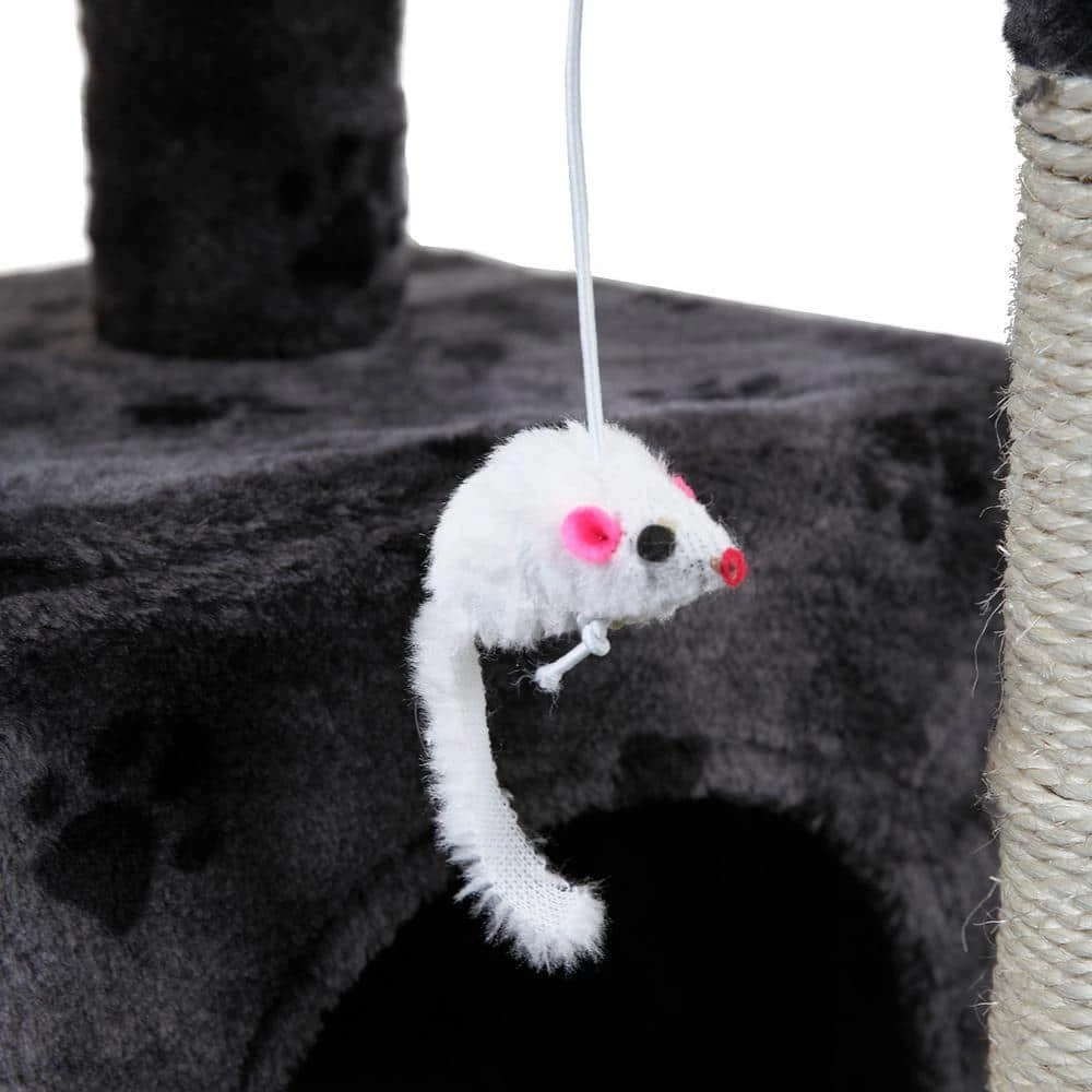 67 in. Grey with Paw Print Cat Tree Tower Kitten Condo House by COZIWOW 8 67 in. Grey with Paw Print Cat Tree Tower Kitten Condo House by COZIWOW - Image 8