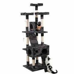 67 in. Grey with Paw Print Cat Tree Tower Kitten Condo House by COZIWOW 10 67 in. Grey with Paw Print Cat Tree Tower Kitten Condo House by COZIWOW -Cheap Bird & Wildlife Supplies Store coziwow cat trees scratch posts cw12x0053 c3 1000