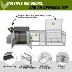 Large Wood Chicken Coop with Runs, Nesting Box by COZIWOW -Cheap Bird & Wildlife Supplies Store coziwow chicken coops cw12l0493 1f 1000