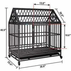 Heavy-Duty Metal Dog Kennel Cage Crate with 4 Wheels and Tray by COZIWOW -Cheap Bird & Wildlife Supplies Store coziwow dog kennels cw12h0311 44 1000