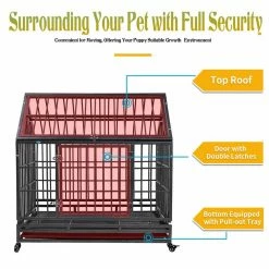 3.5 ft. L x 2.3 ft. W x 3.6 ft. H Heavy Duty Dog kennel Crate with 4 Wheels and Tray by COZIWOW -Cheap Bird & Wildlife Supplies Store coziwow dog kennels cw12k0312 1f 1000
