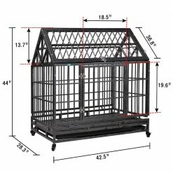 3.5 ft. L x 2.3 ft. W x 3.6 ft. H Heavy Duty Dog kennel Crate with 4 Wheels and Tray by COZIWOW -Cheap Bird & Wildlife Supplies Store coziwow dog kennels cw12k0312 44 1000