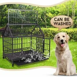 3.5 ft. L x 2.3 ft. W x 3.6 ft. H Heavy Duty Dog kennel Crate with 4 Wheels and Tray by COZIWOW -Cheap Bird & Wildlife Supplies Store coziwow dog kennels cw12k0312 4f 1000