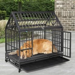 3.5 ft. L x 2.3 ft. W x 3.6 ft. H Heavy Duty Dog kennel Crate with 4 Wheels and Tray by COZIWOW -Cheap Bird & Wildlife Supplies Store coziwow dog kennels cw12k0312 c3 1000