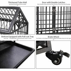 3.5 ft. L x 2.3 ft. W x 3.6 ft. H Heavy Duty Dog kennel Crate with 4 Wheels and Tray by COZIWOW -Cheap Bird & Wildlife Supplies Store coziwow dog kennels cw12k0312 fa 1000