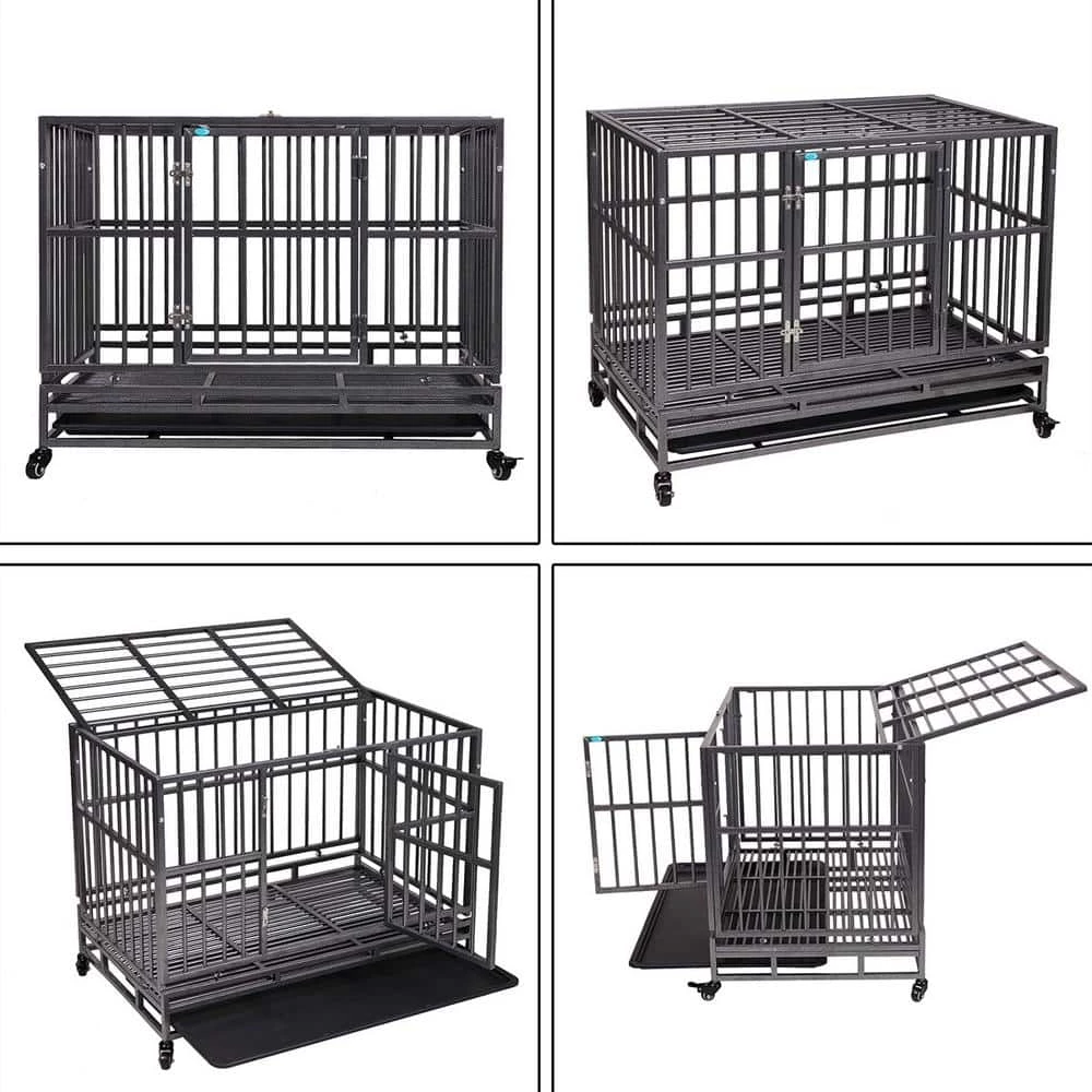 3 ft. L x 2 ft. W x 2.5 ft. H Safe Dog Crate Kennel with Flat Top, Tray and Wheels by COZIWOW 7 3 ft. L x 2 ft. W x 2.5 ft. H Safe Dog Crate Kennel with Flat Top, Tray and Wheels by COZIWOW - Image 7