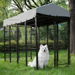 6.9 ft. x 3.3 ft. x 5.6 ft. Metal Dog Pet Kennel Cage Pen with Roof Canopy Weatherproof by COZIWOW -Cheap Bird & Wildlife Supplies Store coziwow dog kennels cw12r0479 1f 1000