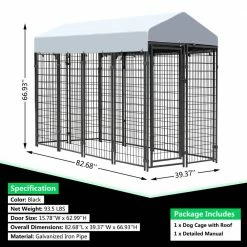 6.9 ft. x 3.3 ft. x 5.6 ft. Metal Dog Pet Kennel Cage Pen with Roof Canopy Weatherproof by COZIWOW -Cheap Bird & Wildlife Supplies Store coziwow dog kennels cw12r0479 44 1000