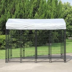 6.9 ft. x 3.3 ft. x 5.6 ft. Metal Dog Pet Kennel Cage Pen with Roof Canopy Weatherproof by COZIWOW -Cheap Bird & Wildlife Supplies Store coziwow dog kennels cw12r0479 66 1000