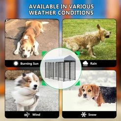 6.9 ft. x 3.3 ft. x 5.6 ft. Metal Dog Pet Kennel Cage Pen with Roof Canopy Weatherproof by COZIWOW -Cheap Bird & Wildlife Supplies Store coziwow dog kennels cw12r0479 76 1000