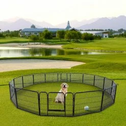 Coverage Area 0.002-Acre Wireless Portable Outdoor 16-Panel Black Metal Dog Playpen Pet Fence by Tatayosi 13 Coverage Area 0.002-Acre Wireless Portable Outdoor 16-Panel Black Metal Dog Playpen Pet Fence by Tatayosi -Cheap Bird & Wildlife Supplies Store dog pens gates j y w1236001b 44 1000