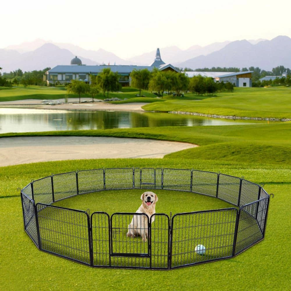 Coverage Area 0.002-Acre Wireless Portable Outdoor 16-Panel Black Metal Dog Playpen Pet Fence by Tatayosi 6 Coverage Area 0.002-Acre Wireless Portable Outdoor 16-Panel Black Metal Dog Playpen Pet Fence by Tatayosi - Image 6
