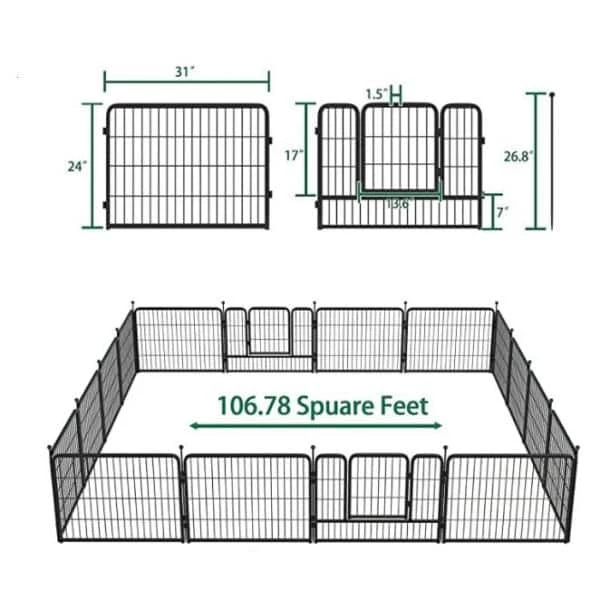 Coverage Area 0.002-Acre Wireless Portable Outdoor 16-Panel Black Metal Dog Playpen Pet Fence by Tatayosi 4 Coverage Area 0.002-Acre Wireless Portable Outdoor 16-Panel Black Metal Dog Playpen Pet Fence by Tatayosi - Image 4
