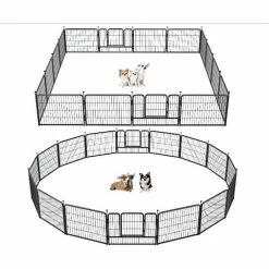 Coverage Area 0.002-Acre Wireless Portable Outdoor 16-Panel Black Metal Dog Playpen Pet Fence by Tatayosi