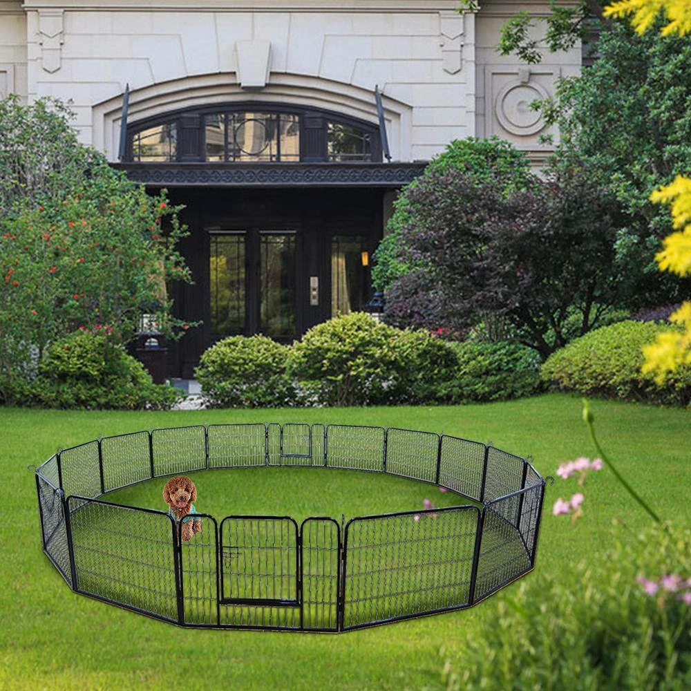 Coverage Area 0.002-Acre Wireless Portable Outdoor 16-Panel Black Metal Dog Playpen Pet Fence by Tatayosi 8 Coverage Area 0.002-Acre Wireless Portable Outdoor 16-Panel Black Metal Dog Playpen Pet Fence by Tatayosi - Image 8