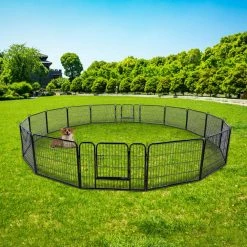 Coverage Area 0.002-Acre Wireless Portable Outdoor 16-Panel Black Metal Dog Playpen Pet Fence by Tatayosi 14 Coverage Area 0.002-Acre Wireless Portable Outdoor 16-Panel Black Metal Dog Playpen Pet Fence by Tatayosi -Cheap Bird & Wildlife Supplies Store dog pens gates j y w1236001b fa 1000