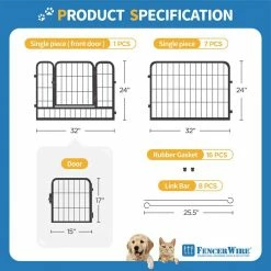 24 in. H Bold Metal Foldable Heavy-Duty Pet Playpen with Door, Indoor/Outdoor Portable Kennel (8-Panels) by BOWHAUS -Cheap Bird & Wildlife Supplies Store dog pens gates phhd bh3224hd1 1d 1000
