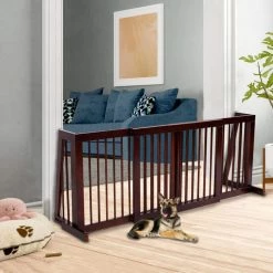28 in. to 80 in. Wood Gate Adjustable Folding Free Standing 3 Panel Wood Pet Dog Slide Gate Safety Fence Playpen by WELLFOR -Cheap Bird & Wildlife Supplies Store dog pens gates ps hwy 6474 31 1000