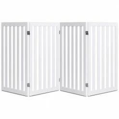 35 in. H Configurable Folding Freestanding 4 Panel Wood Dog Fence Pet Gate Step Over Safety Fence Playpen by WELLFOR