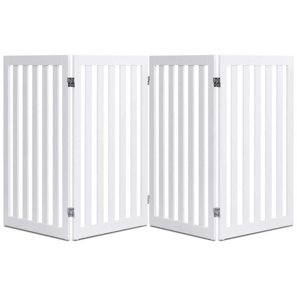 35 in. H Configurable Folding Freestanding 4 Panel Wood Dog Fence Pet Gate Step Over Safety Fence Playpen by WELLFOR 1 35 in. H Configurable Folding Freestanding 4 Panel Wood Dog Fence Pet Gate Step Over Safety Fence Playpen by WELLFOR