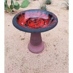 20.5 in. H x 20 in. W Endura Clay Bird Bath Marbleized Red by Exaco -Cheap Bird & Wildlife Supplies Store exaco bird bath fountains fm 0082 1f 1000