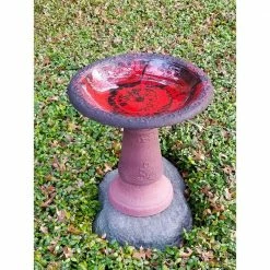 20.5 in. H x 20 in. W Endura Clay Bird Bath Marbleized Red by Exaco -Cheap Bird & Wildlife Supplies Store exaco bird bath fountains fm 0082 44 1000