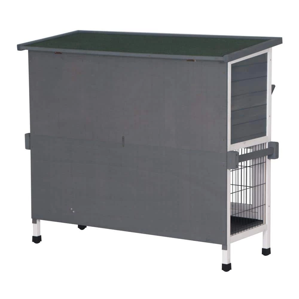 48 in. 2-Floors Wooden Rabbit Hutch Rabbit Hutch Chicken Coop House Wooden White Gray by Foobrues 14 48 in. 2-Floors Wooden Rabbit Hutch Rabbit Hutch Chicken Coop House Wooden White Gray by Foobrues - Image 14