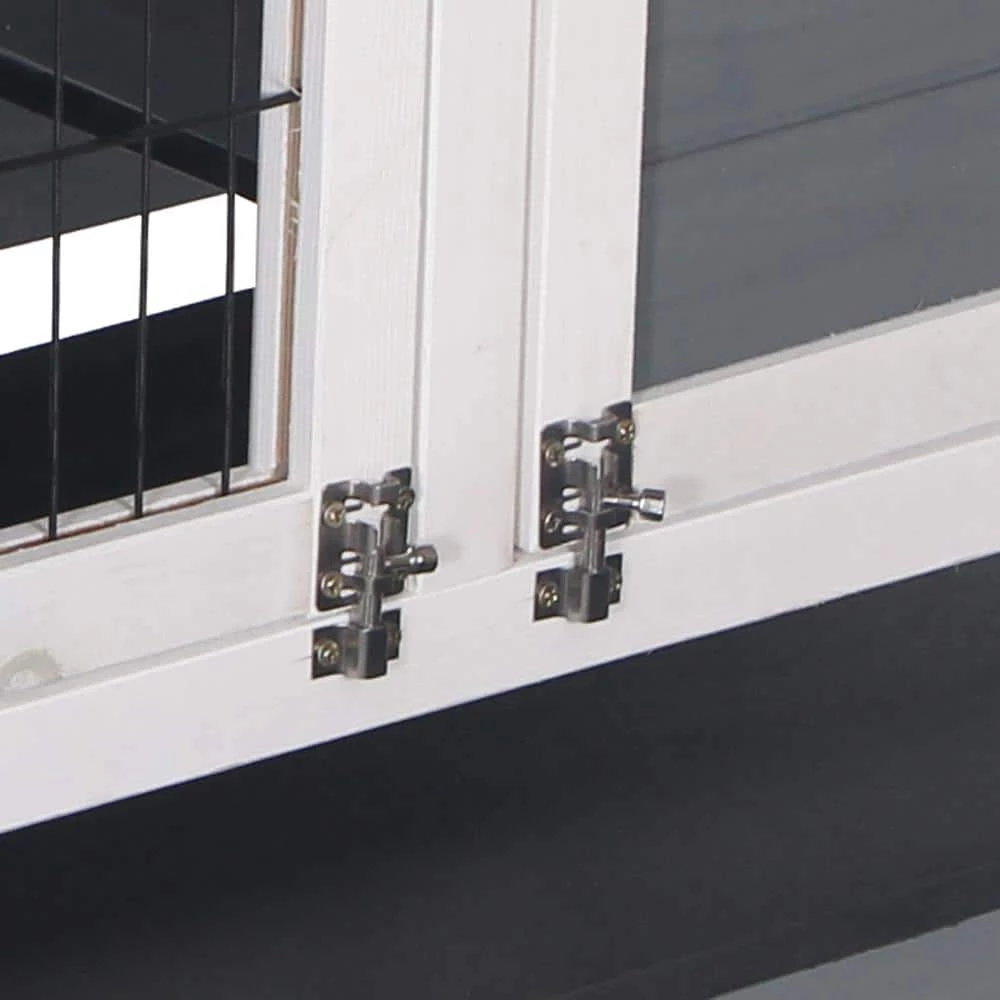 48 in. 2-Floors Wooden Rabbit Hutch Rabbit Hutch Chicken Coop House Wooden White Gray by Foobrues 6 48 in. 2-Floors Wooden Rabbit Hutch Rabbit Hutch Chicken Coop House Wooden White Gray by Foobrues - Image 6