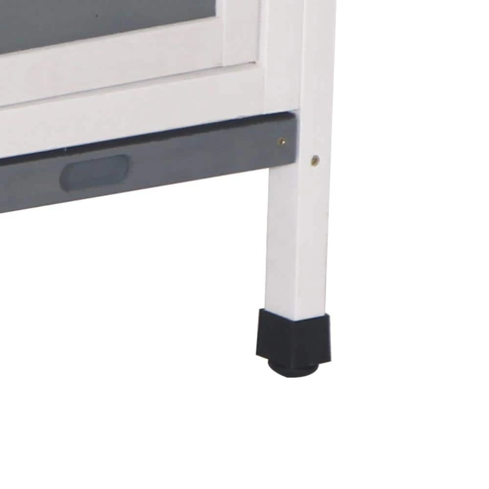 48 in. 2-Floors Wooden Rabbit Hutch Rabbit Hutch Chicken Coop House Wooden White Gray by Foobrues 2 48 in. 2-Floors Wooden Rabbit Hutch Rabbit Hutch Chicken Coop House Wooden White Gray by Foobrues - Image 2