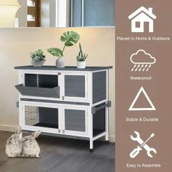 48 in. 2-Floors Wooden Rabbit Hutch Rabbit Hutch Chicken Coop House Wooden White Gray by Foobrues 24 48 in. 2-Floors Wooden Rabbit Hutch Rabbit Hutch Chicken Coop House Wooden White Gray by Foobrues -Cheap Bird & Wildlife Supplies Store foobrues beds cages l a10010018 fa 1000