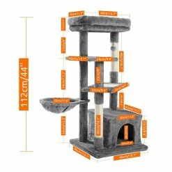 Gray Cat Tree Multi-Level Cat Tower with Sisal Covered Scratching Posts, Spacious Condo, Cozy Hammock and Plush Perch by Foobrues 11 Gray Cat Tree Multi-Level Cat Tower with Sisal Covered Scratching Posts, Spacious Condo, Cozy Hammock and Plush Perch by Foobrues -Cheap Bird & Wildlife Supplies Store foobrues cat trees scratch posts l w79633960 4f 1000