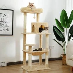 Cat Tree for Indoor Cats Multi-Level Cat Tower with Sisal Covered Scratching Posts, Cozy Condo, Plush Perches Beige by Foobrues 11 Cat Tree for Indoor Cats Multi-Level Cat Tower with Sisal Covered Scratching Posts, Cozy Condo, Plush Perches Beige by Foobrues -Cheap Bird & Wildlife Supplies Store foobrues cat trees scratch posts l w79633961 4f 1000