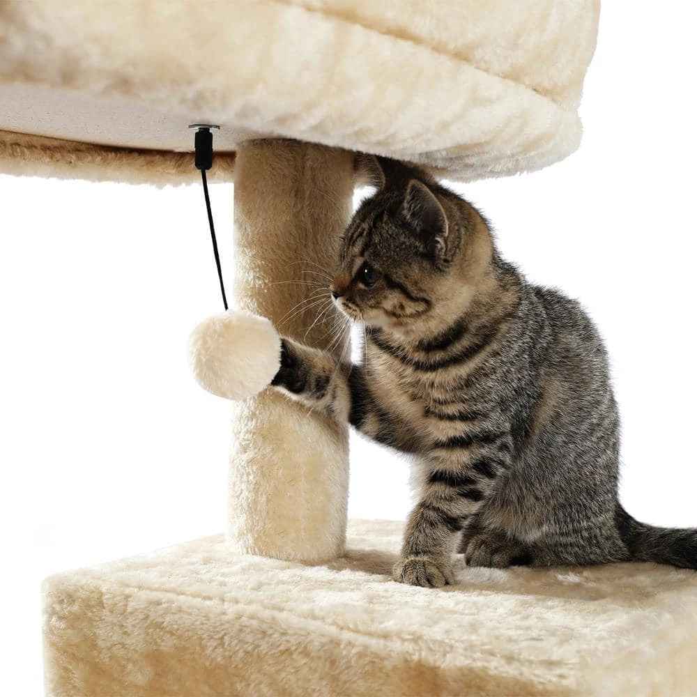Cat Tree for Indoor Cats Multi-Level Cat Tower with Sisal Covered Scratching Posts, Cozy Condo, Plush Perches Beige by Foobrues 2 Cat Tree for Indoor Cats Multi-Level Cat Tower with Sisal Covered Scratching Posts, Cozy Condo, Plush Perches Beige by Foobrues - Image 2