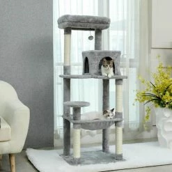 Cat Tree for Indoor Cats Multi-Level Cat Tower with Sisal Covered Scratching Posts, Cozy Condo, Plush Perches Gray by Foobrues -Cheap Bird & Wildlife Supplies Store foobrues cat trees scratch posts l w79633962 4f 1000