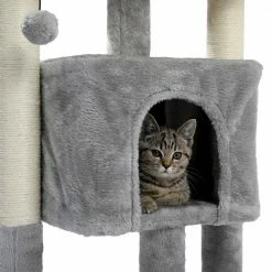 Small Cat Tree for Indoor Cats Polyester Plush Cat Tower with Beige Condos, Spacious Perch, Scratching Sisal Posts by Foobrues -Cheap Bird & Wildlife Supplies Store foobrues cat trees scratch posts l w79633968 44 1000