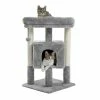 Small Cat Tree for Indoor Cats Polyester Plush Cat Tower with Beige Condos, Spacious Perch, Scratching Sisal Posts by Foobrues