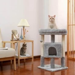 Small Cat Tree for Indoor Cats Polyester Plush Cat Tower with Beige Condos, Spacious Perch, Scratching Sisal Posts by Foobrues -Cheap Bird & Wildlife Supplies Store foobrues cat trees scratch posts l w79633968 c3 1000