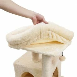 33.90 in. H Pet Cat Scratching Posts and Trees Kitten Furniture with Dangling Toys in Beige by Foobrues -Cheap Bird & Wildlife Supplies Store foobrues cat trees scratch posts lnn p23168199 76 1000