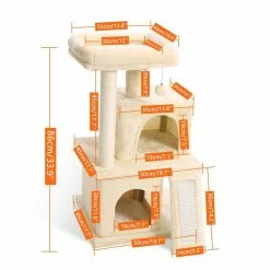 33.90 in. H Pet Cat Scratching Posts and Trees Kitten Furniture with Dangling Toys in Beige by Foobrues -Cheap Bird & Wildlife Supplies Store foobrues cat trees scratch posts lnn p23168199 fa 1000
